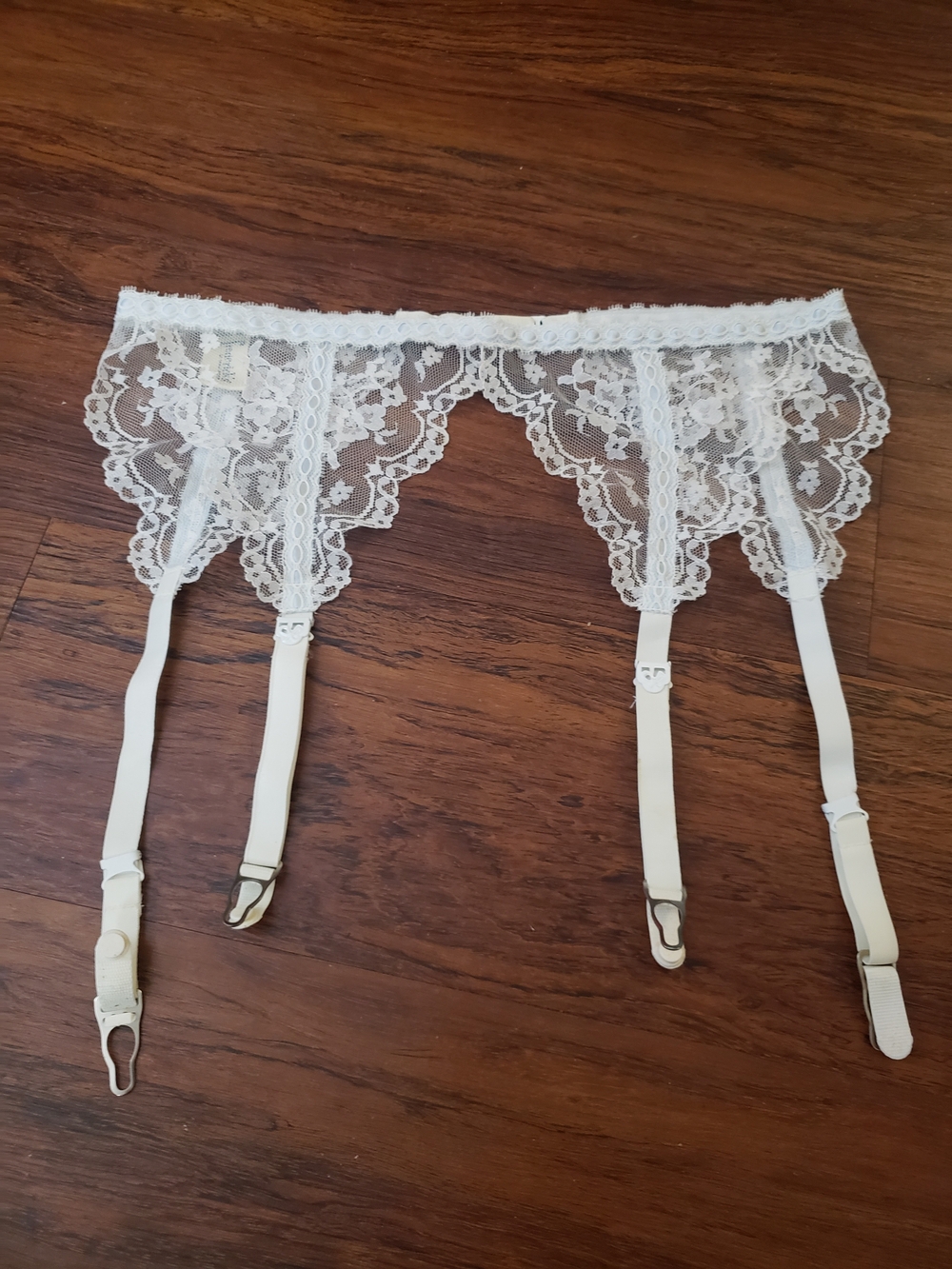Fredericks Of Hollywood Ivory Blue Lace Garter Belt Adjustable One Size